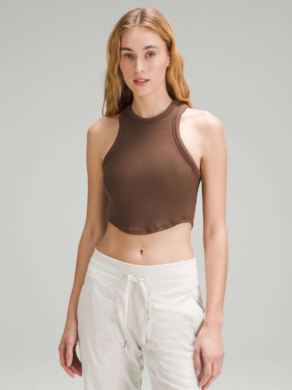 lululemon athletica Women's Dark Brown Ribbed Cropped Tank